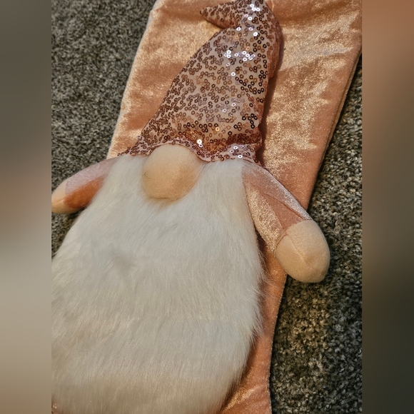 NEW! Rose Pink GNOME Stocking Sequin Sparkle Christmas Decor Brand New - Picture 2 of 3